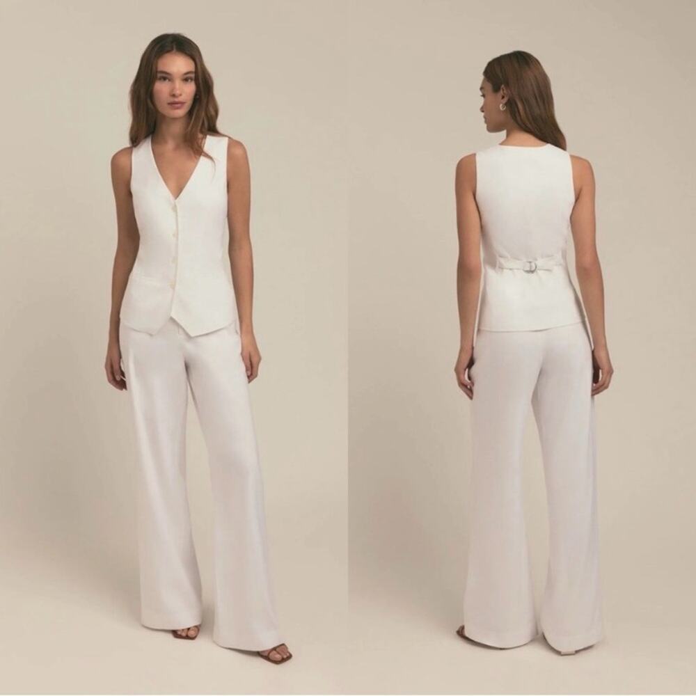 Favorite Daughter Jones Linen Vest Size Small Bright White - Picture 3 of 9